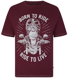 KAM Born to Ride Print T-Shirt Pflaume